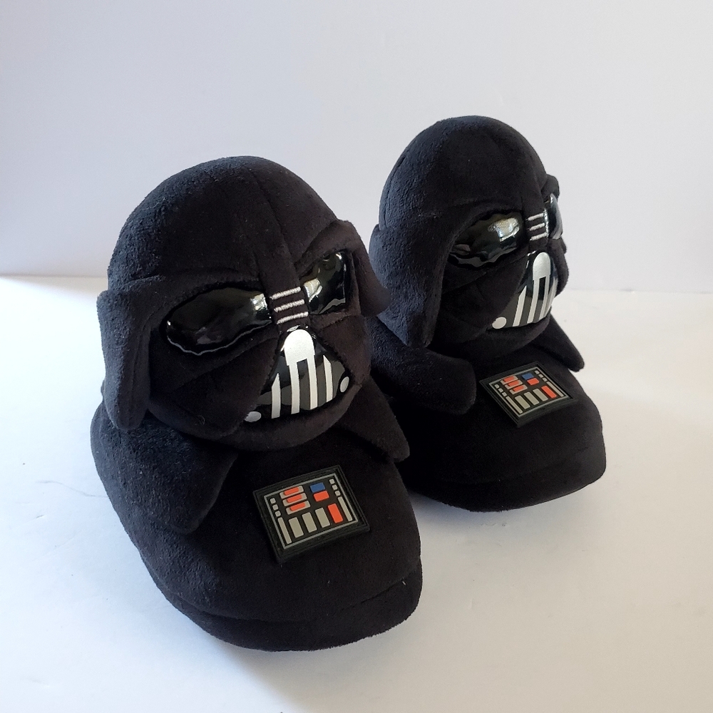 Black Darth Vader Plush Slippers Size 11/12